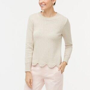 J. Crew Beige Neutral Scalloped Edge Hem Sweater XS Excellent Condition